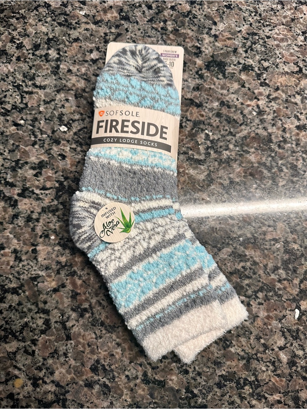 Fireside Cozy Lodge Men's Socks - Light Blue & Gray